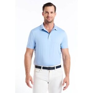Robert Graham Mens 3XL Blue Short Sleeve Cotton Polo Shirt Skull Roses Detail